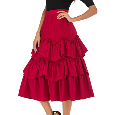 

Roseonmyhand Women Retro Cake Skirt High Waist Flared Pleated Skirt A Line Skirt Midi Skirt