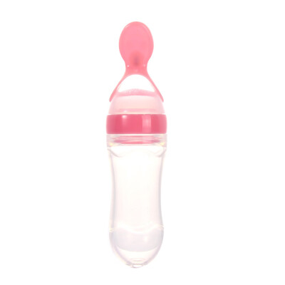 

New Arrival Infant Silicone Baby Feeding With Spoon Food Rice Cereal Bottle