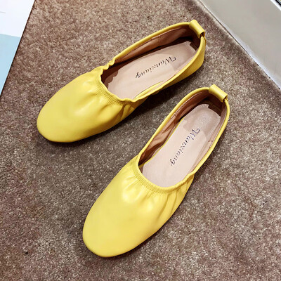 

Single-shoe womens shallow flat-soled shoes Korean version of Baitie Grandmas shoes Chic comfortable pregnant womens foot pedal