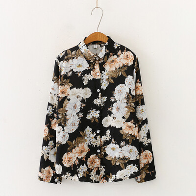 

Tailored Fashion Women Vintage Blouses Print Shirts Long Sleeve Casual Loose Tops