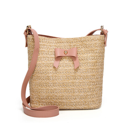 

2019 New Style Handbags Summer Bow Womens Bohemian Woven Handbag Shoulder Beach Bag Casual Tote Straw Wicker