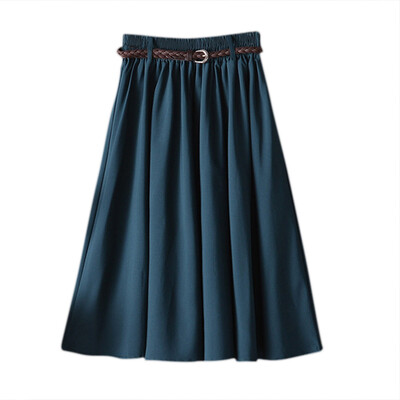 

Vintage Women High Waist Pleated Swing Dress A Line Skater Midi Skirt With Belt