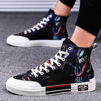 

2019 New Summer Mens Shoes Leisure Joker High Canvas Board Shoes Fashion Autumn Chatting with Red Tide Shoes