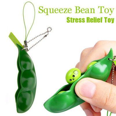 

Gobestart Squeeze Bean Stress Relief Fidget Bean Squishies Toys Keychain Improve Focus Toy