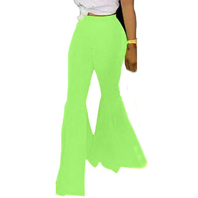 

Tailored Women Casual Pants Solid Color High Waisted Slim Fit Wide Leg Flare Pants