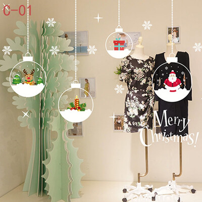 

Tailored Cartoon Snowman Santa Window Sticker Christmas Gift Home Decor Sticker