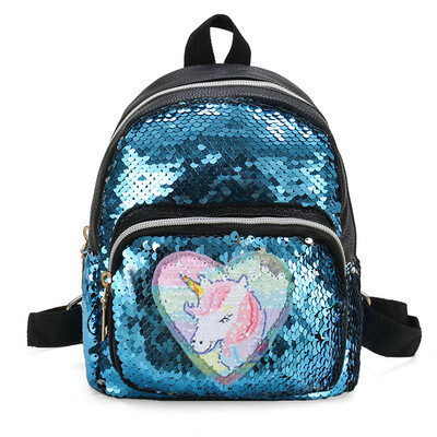 

Kids Bling Sequins Bags Unicorn Backpack Fashion Glitter Cute Laser Pu Leather Travel Backpack Girls Mini Bag