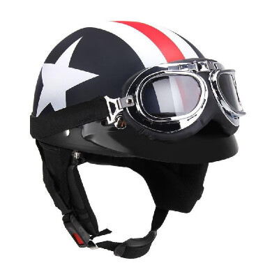 

Half Open Face Motorcycle Helmet with Goggles Visor Scarf Biker Scooter Touring Helmet