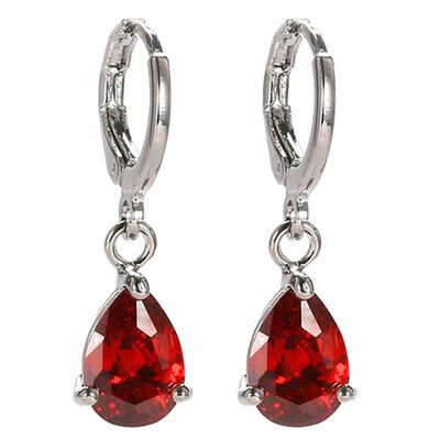

New 7colors Fashion Tear Shape Sterling Silver Amethyst Dangle Earrings Crystal Dangle Drop Earring