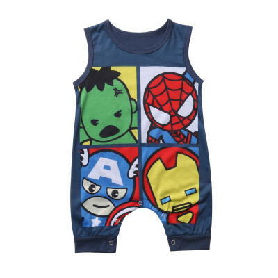 

0-24M Newborn Toddler Baby Boys Girls Cartoon Sleeveless Romper Jumpsuit Bodysuit Summer Cotton Outfits