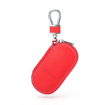 

Casual Compact Leather Business Car Key Wallet Mini Solid Color Zipper Keychain Organizer