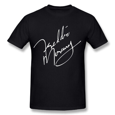 

Freddie Mercury Autograph Sign Words Graphic T Shirt Printing Short Sleeve