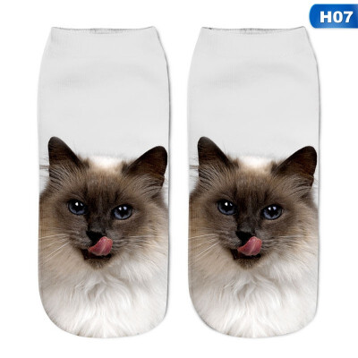 

Christmas Funny Girls Casual Socks 3D Cute Cat Printed Short Socks