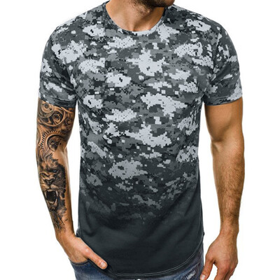 

Toponeto Mens Summer Slim Casual Print Camouflage O-Neck Fit Short Sleeve Top Blouse