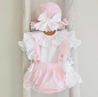 

Summer Newborn Infant Baby Girls Clothes Tops Plaids Shorts Overalls Outfit