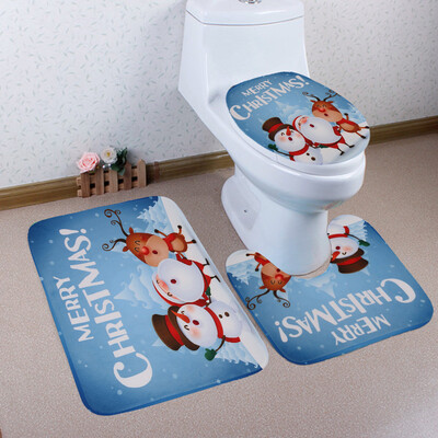 

Tailored 3PCS Christmas Bathroom Non-Slip Pedestal Rug Lid Toilet Cover Bath Mat Set