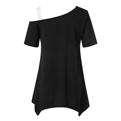 

Hot Fashion Womens Summer Loose Casual One Shoulder Ladies Casual Top Blouse