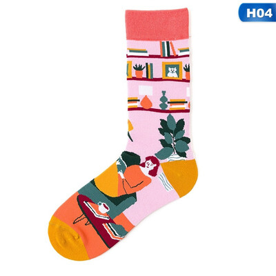 

2019 Mens Women Socks Couple socks Funny Creative illustration Socks Mid tube socks