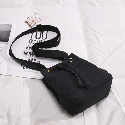 

New small bag female 2019 new wave Korean version of the wild canvas shoulder bucket bag simple Harajuku wind Messenger bag