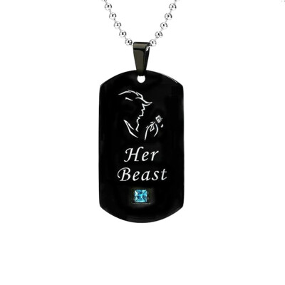 

Fashion Style His Beauty & Her Beast Couple Necklaces Black Stainless Steel Double Heart Pendant Necklace Drop Shipping