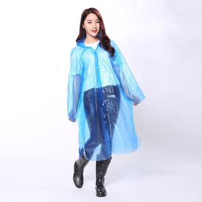 

Unisex Men Women Solid Hooded Raincoat Transparent Outdoor Waterproof Rainwear