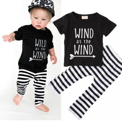 

2PCS Kids Baby Toddler Boy Girl Clothes Set T-shirt Tops Pants Leggings Outfits