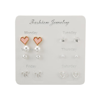 

6 Pairsset 2019 New Earrings for Women Stars Heart Cute Earring Fashion Jewelry Monday To Saturday 6 Pairs Earrings