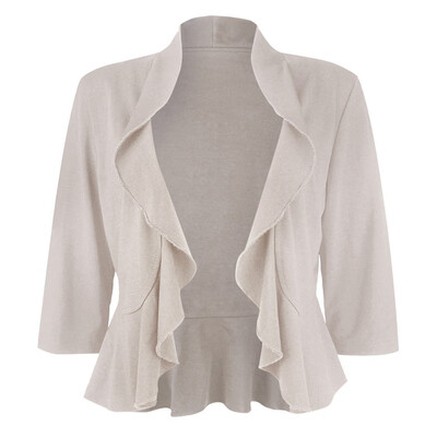 

Toponeto Women Shorts Party Flouncing Solid Color Ruffles Peplum Cardigan Outerwear Coat