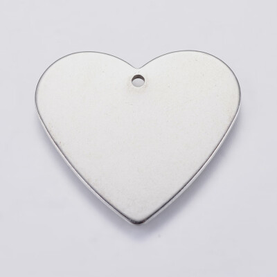 

304 Stainless Steel Pendants Heart Stainless Steel Color 245x27x1mm Hole 15mm