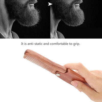 

Greensen Portable Natural Wooden Beard Comb Folding Pocket Moustache Shaping Comb