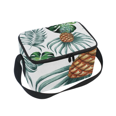 

ALAZA Lunch Box Insulated Pineapple And Leave Lunch Bag Large Cooler Tote Bagfor Men Women