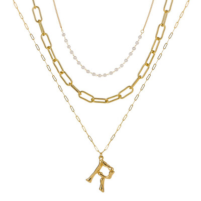 

Tiny Pearl A-Z Fashion Personalized Letter Alphabet Pendant Necklace Gold Color Chain Initial Bib Charms For Women Jewelry