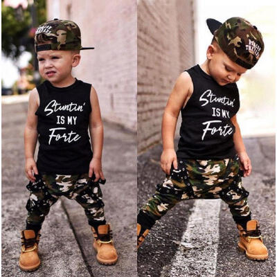 

Kids Toddler Boy Casual Tops T-shirt Camo Pants 2Pcs Set Outfits Clothes