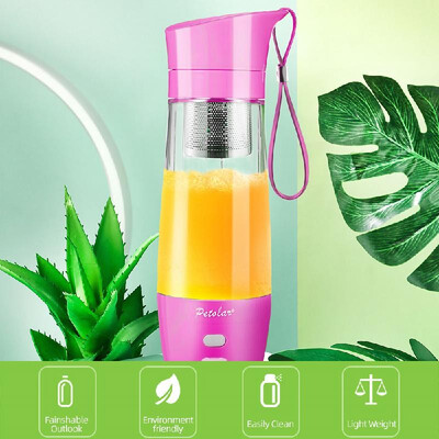 

Mini Juicer Cup 430ml Fruit Juice Mixer Travel Blender with Stainless Steel 2-Blades USB Rechargeable