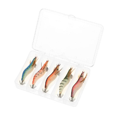 

5pcsset Fishing Bait Set Shrimps Fishing Lures Luminous Plastic Artificial Squid Fishing Baits with Hooks