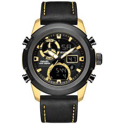 

SMAEL 1426 Outdoor Sports Watch Waterproof Leather Wristwatch Multifunctional Digital Male Watches