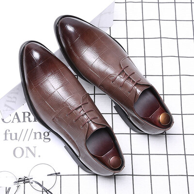 

Leather shoes male Korean version of business dress mens shoes England small leather shoes mens black casual shoes wedding shoes 2002-B