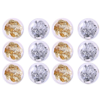 

Gold Silver Nail Decorations Manicure DIY Foil Sequins Natural Nail Art Tip