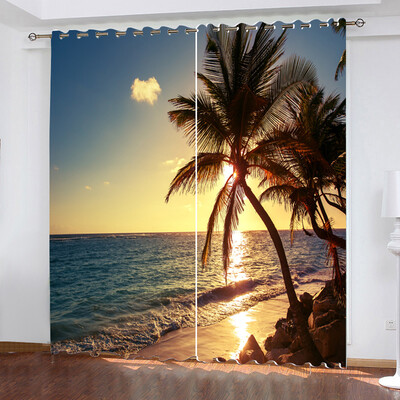 

Gobestart Beach Series Printed Curtains Living Room Bedroom Blackout Curtains