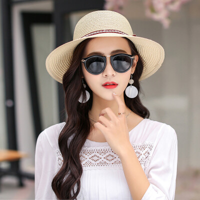 

New Ms Xia straw hat Korean version fashionable eaves bow outdoor sunscreen hat riding portable Tourism