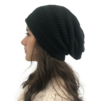 

Tailored Women Fashion Outdoor Solid Splice Hats Hollow Crochet Knit Holey Beanie Cap