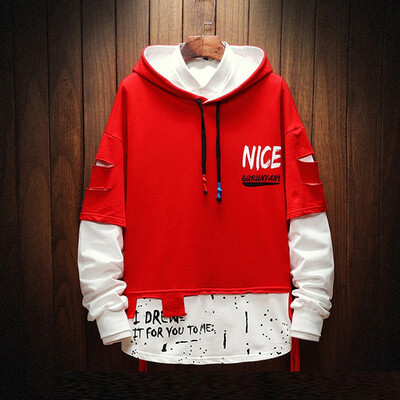 

Toponeto Men Splicing Button Pullover Long Sleeve Hooded Sweatshirt Tops Blouse