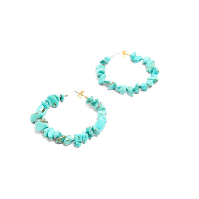 

AOTEMAN 2019 new arrival ethnic red blue stone hoop earrings for women fashion party statement jewelry hot sale big ZA earrings