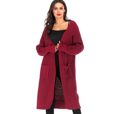 

Roseonmyhand Fashion Women Casual Long Sleeve Solid Sweater Cardigan Coat With Pockets