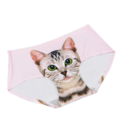 

Sexy Pussycat Womens Panties Funny Female Anti-emptied 3D Cat Printed Lingerie Seamless Panties for Women White Black Underwear