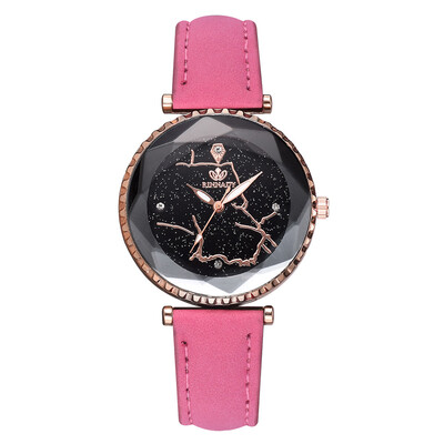 

Korean version of the constellation mirror PU watch shaking sound hot star female models personality quartz watch
