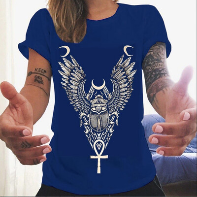 

Nomeni Women Summer Feather Printing Short Sleeve Tunic T-Shirt Tops Blouse BKL