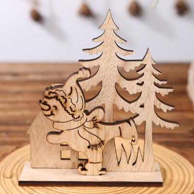 

Siaonvr Wooden Mini Christmas Tree Desktop Ornaments Merry Christmas Party Decor