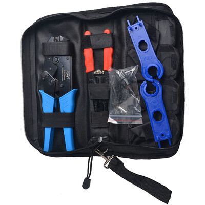 

Solar MC4 Crimping Tools for Solar Panel PV Cable Include 1 Pair Solar MC4 Connector Stripper Spanner Crimper Tool Bag Assembl