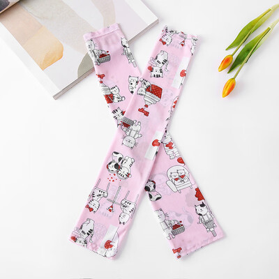 

New digital printing sunscreen grid ice silk sleeves female cartoon outdoor riding travel ice sleeve women factory wholesale